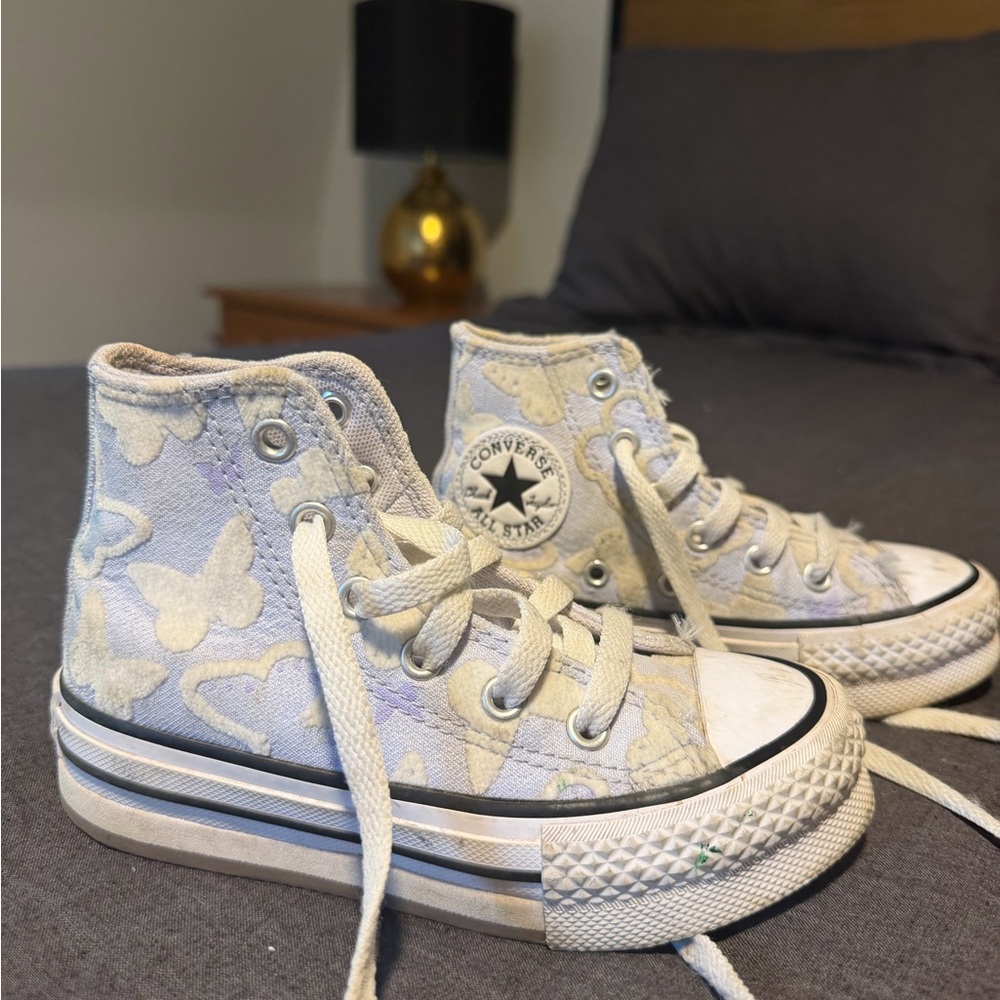 Converse Kids' High-Top Sneakers in Light Purple Butterfly Print